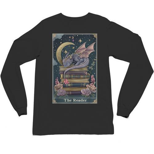The Reader Tarot Card Book Dragon Romantasy Fantasy Bookish Unisex Long Sleeve T-Shirt - Bookorys UK
