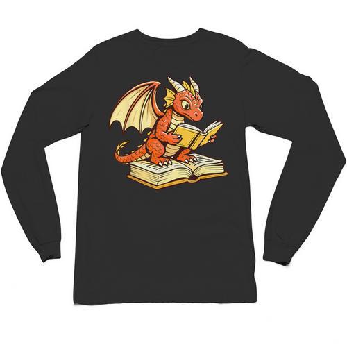 Reading Dragon Book Lover Bookworm Reader Unisex Long Sleeve T-Shirt - Bookorys AU