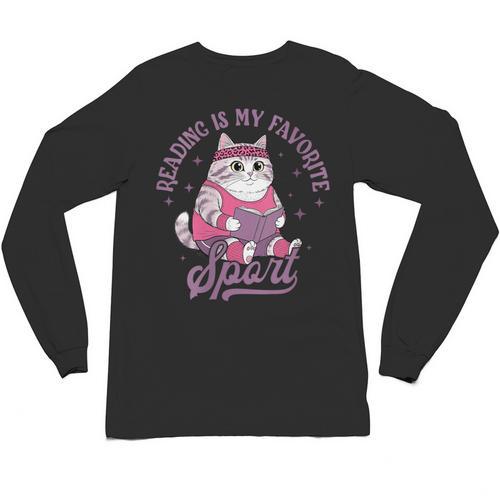 Reading Is My Favorite Sport Bookworm Cat Lover Book-Club Unisex Long Sleeve T-Shirt - Bookorys AU