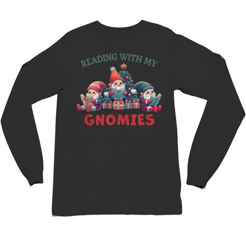 Reading With My Gnomies Reading Book Christmas Unisex Long Sleeve T-Shirt - Bookorys