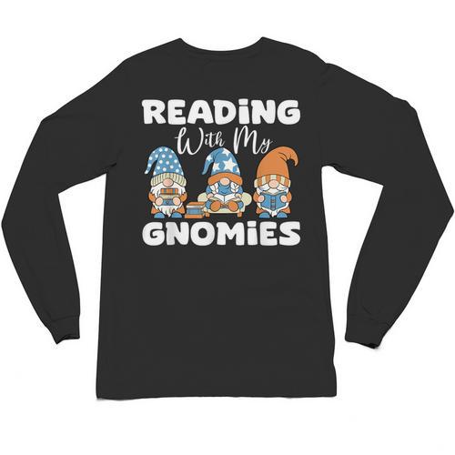 Reading With My Gnomies Gnomes Books Lover Bookworm Unisex Long Sleeve T-Shirt - Bookorys