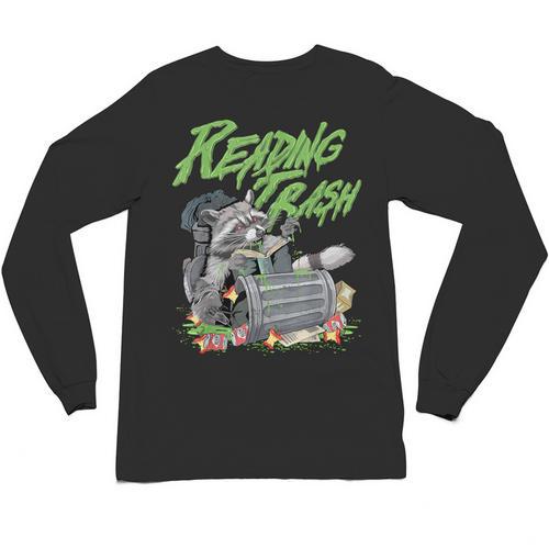 Reading Trash Racoon Bookworm Bookish Librarian Book Lover Unisex Long Sleeve T-Shirt - Bookorys