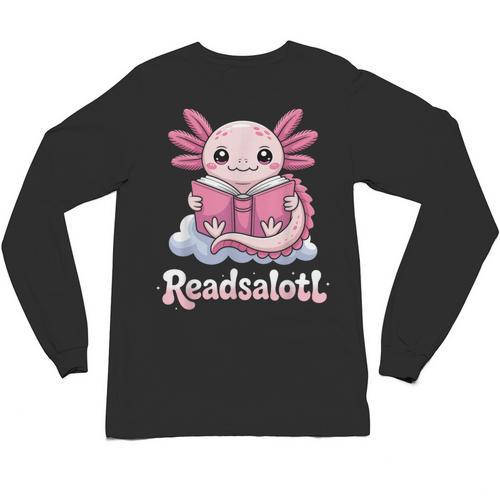Readsalotl Axolotl Reading Cute Book Lover Bookworm Unisex Long Sleeve T-Shirt - Bookorys