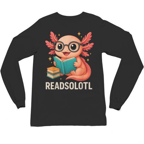 Readsolotl Kawaii Axolotl Reading Book Lover Unisex Long Sleeve T-Shirt - Bookorys