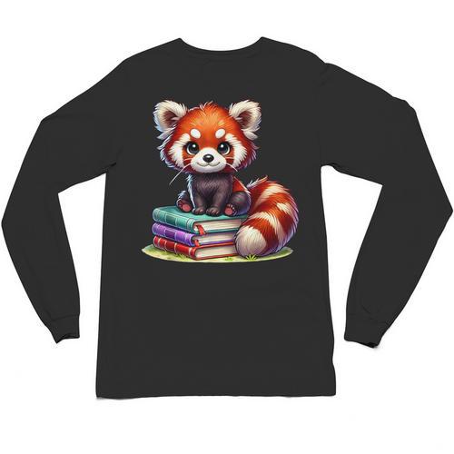 Red Panda Books Lover Reading Bookworm Unisex Long Sleeve T-Shirt - Bookorys