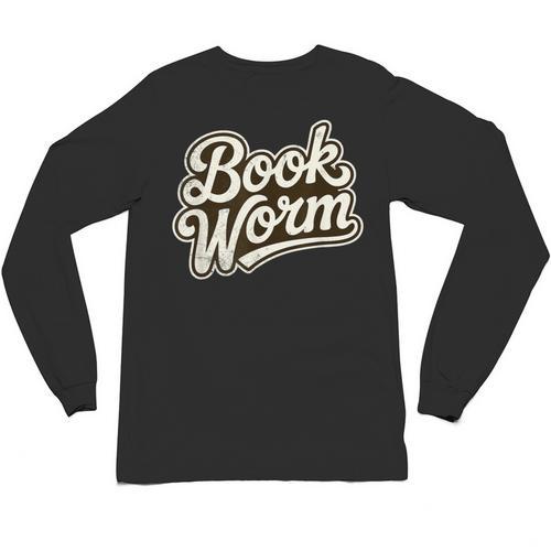 Retro Book Worm Reading For Book Lovers Unisex Long Sleeve T-Shirt - Bookorys CA