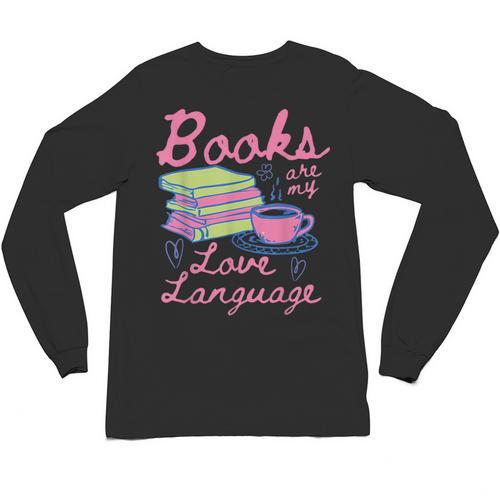 Retro Books Are My Love Language Valentine Book Lovers Unisex Long Sleeve T-Shirt - Bookorys DE