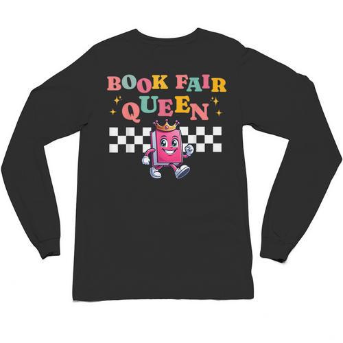 Retro Library Book Fair Queen School Reading Girls Women's Unisex Long Sleeve T-Shirt - Bookorys DE