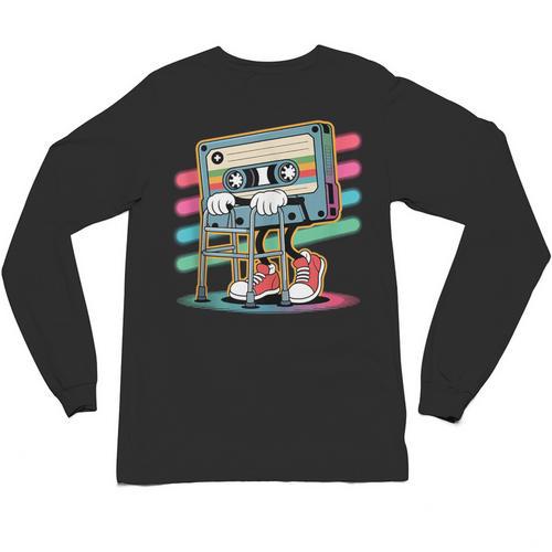 Retro Old Cassette Tape Cartoon With Walker Nostalgia Unisex Long Sleeve T-Shirt - Figerry