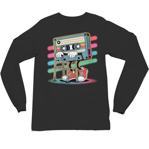 Retro Old Cassette Tape Cartoon With Walker Nostalgia Unisex Long Sleeve T-Shirt - Figerry