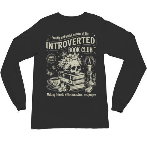 Retro Proud Anti Social Member Of Introverted Book Club Unisex Long Sleeve T-Shirt - Bookorys DE