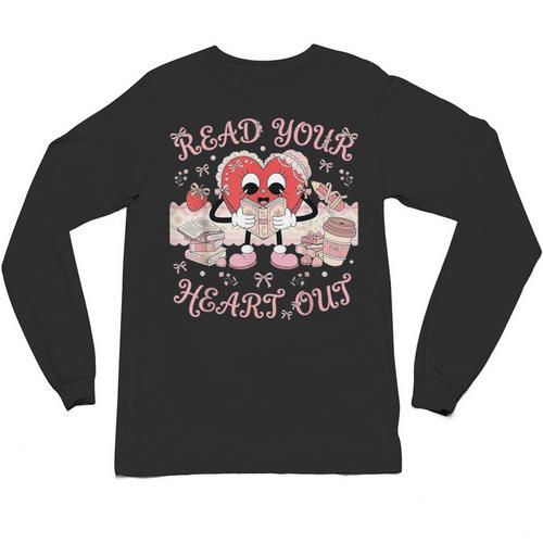 Retro Read Your Heart Out Valentine’s Day Teacher Book Lover Unisex Long Sleeve T-Shirt - Bookorys UK