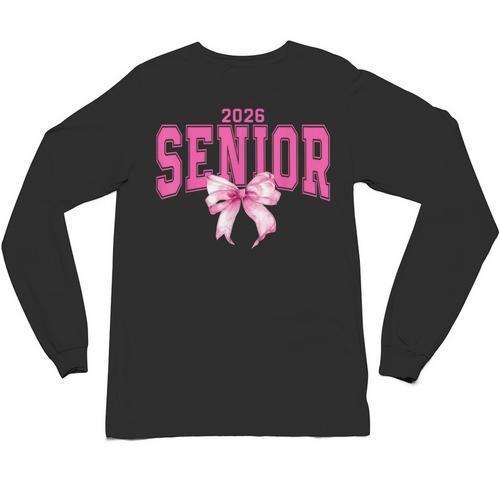 Retro Senior 2026 Class Of 2026 Coquette Pink Bow Graduation Unisex Long Sleeve T-Shirt - Best Gift Smart