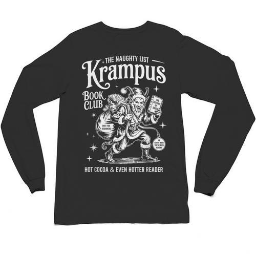 Retro Vintage Horror The Naughty List Krampus Book Club Xmas Unisex Long Sleeve T-Shirt - Bookorys
