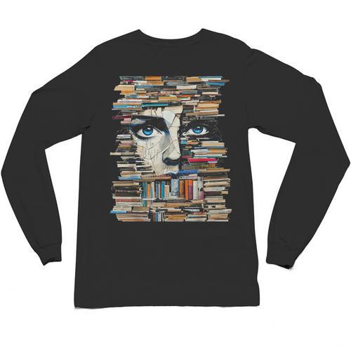 RtY Book Man Graphic Eyes Colorful Art Small Unisex Long Sleeve T-Shirt - Bookorys AU