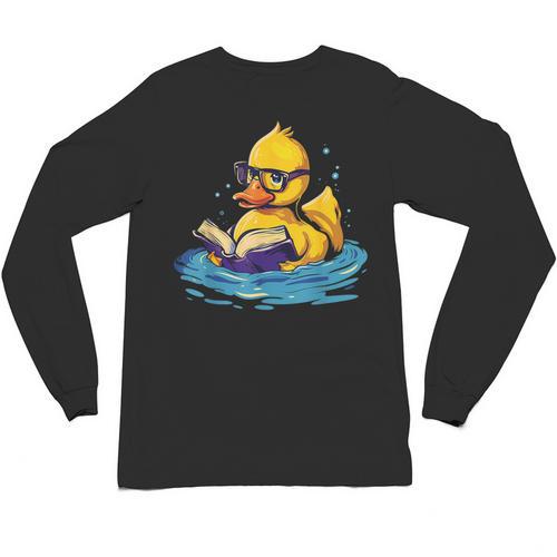 Rubber Duck Reading Book Swim Rubber Duckling Rubber Duckie Unisex Long Sleeve T-Shirt - Bookorys
