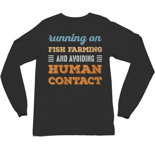 Running On Fish Farming Social Introvert Humor Vintage Unisex Long Sleeve T-Shirt - Raresse