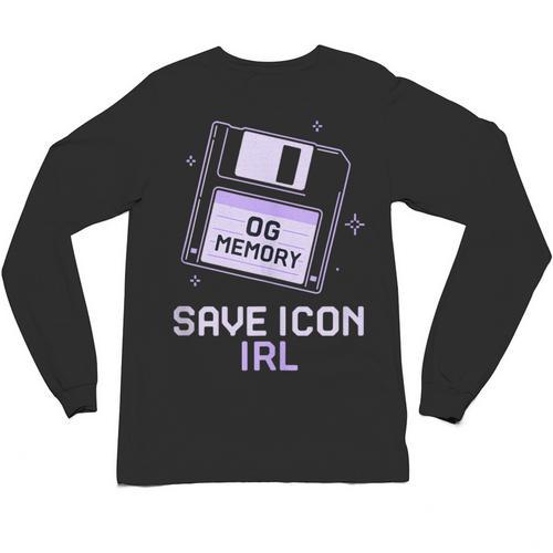 Save Icon IRL Retro Tech Humor Floppy Disk 90s Nostalgia Unisex Long Sleeve T-Shirt - Figerry