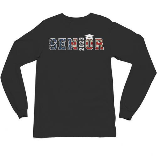 Senior 2023 American Flag USA Graduation Class Of 2023 Women Kids Men Unisex Long Sleeve T-Shirt - Best Gift Smart