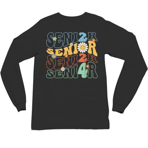 Senior 2024 Groovy Retro Class Of 2024 Graduation Senior 24 Unisex Long Sleeve T-Shirt - Best Gift Smart