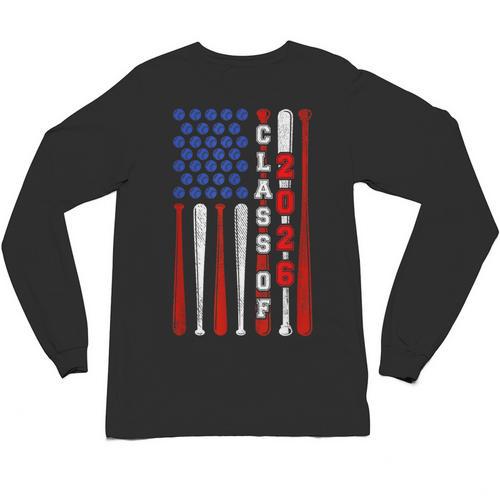 Senior 2026 Baseball American Flag Class Of 2026 Graduation Unisex Long Sleeve T-Shirt - Best Gift Smart