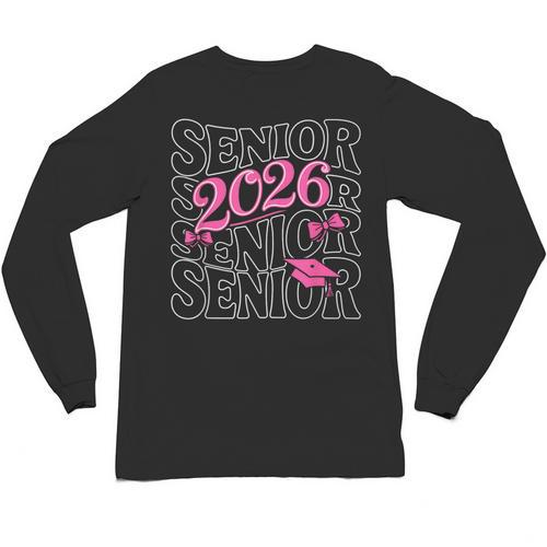 Senior 2026 Class Of 2026 Coquette Pink Bow Graduation Moms Unisex Long Sleeve T-Shirt - Best Gift Smart