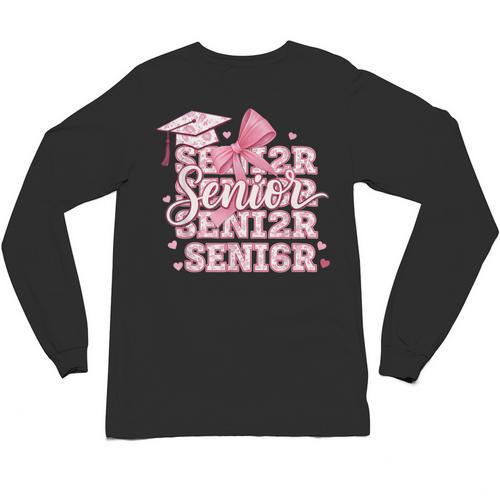 Senior 2026 Class Of 2026 Cute Coquette Pink Bow Graduation Unisex Long Sleeve T-Shirt - Best Gift Smart