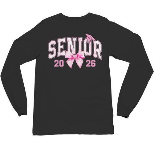 Senior 2026 Coquette Pink Bow Girls Class Of 2026 Graduation Unisex Long Sleeve T-Shirt - Best Gift Smart
