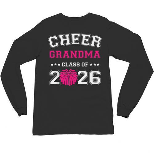 Senior Cheerleader Grandma Cheer Class Of 2026 Graduation Unisex Long Sleeve T-Shirt - Best Gift Smart