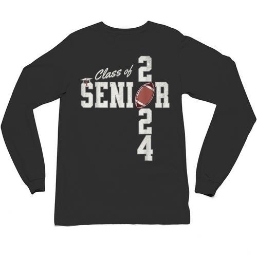 Senior Class Of 2024 Football Graduation Party Favors 2024 Unisex Long Sleeve T-Shirt - Best Gift Smart