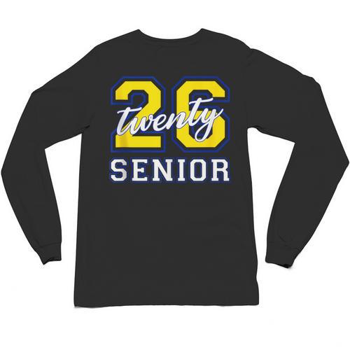 Senior Class 2026 Graduation Yellow Blue Letters Unisex Long Sleeve T-Shirt - Best Gift Smart