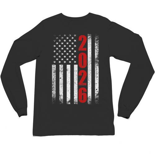 Senior Class Of 2026 Patriotic American USA Flag Graduation Unisex Long Sleeve T-Shirt - Best Gift Smart