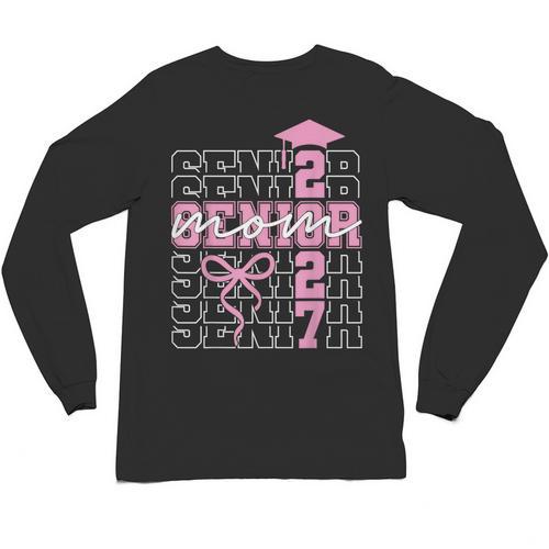 Senior Mom 2027 Class Of 2027 Coquette Bow Graduation 2027 Unisex Long Sleeve T-Shirt - Best Gift Smart