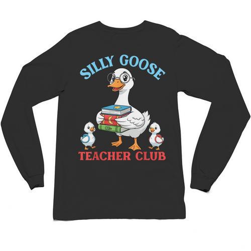 Silly Goose With Books Teacher Club School Educator Unisex Long Sleeve T-Shirt - Bookorys DE