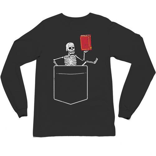 Skeleton Books Read Book Reading Librarian Across America Unisex Long Sleeve T-Shirt - Bookorys