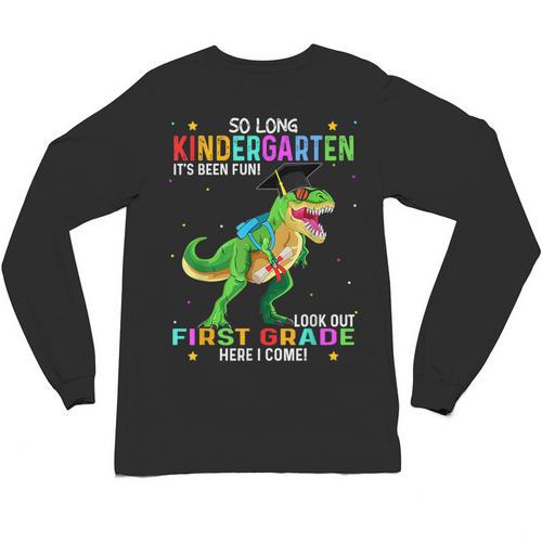 So Long Kindergarten Graduation Class 2025 Dinosaur Kids Unisex Long Sleeve T-Shirt - Best Gift Smart