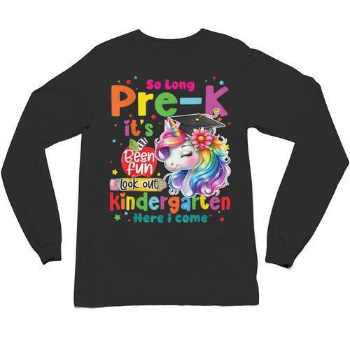 So Long Prek Pre-K Graduation Graduate Unicorn Kids Girls Unisex Long Sleeve T-Shirt - Best Gift Smart