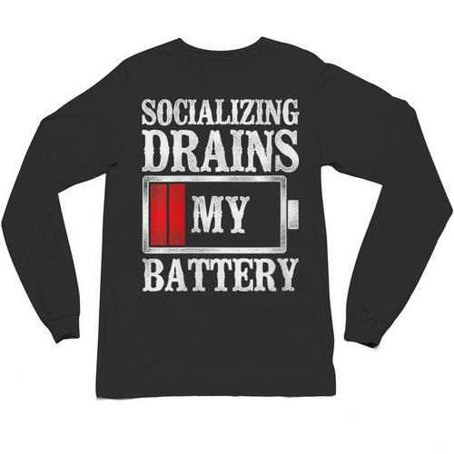 Socializing Drains My Battery Introvert Unisex Long Sleeve T-Shirt - Raresse