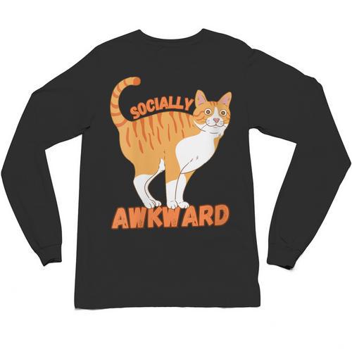 SOCIALLY AWKWARD FUNNY CAT ANTISOCIAL INTROVERT WEIRD Unisex Long Sleeve T-Shirt - Raresse