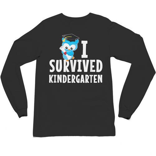 I Survived Kindergarten Graduation Kids Owl Grad Unisex Long Sleeve T-Shirt - Best Gift Smart