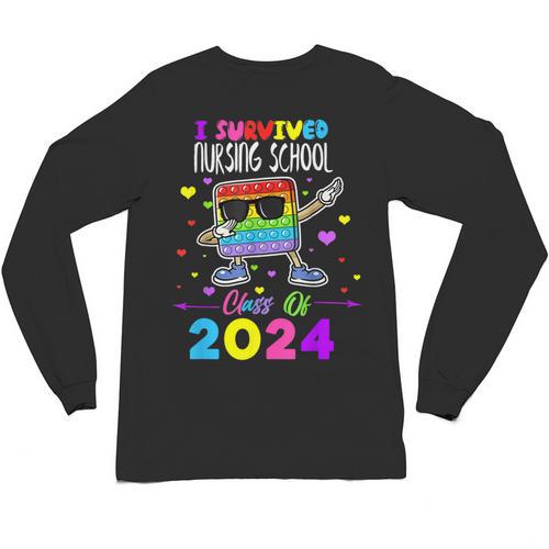 I Survived Nursing School Of 2024 Student Graduation 2024 Unisex Long Sleeve T-Shirt - Best Gift Smart