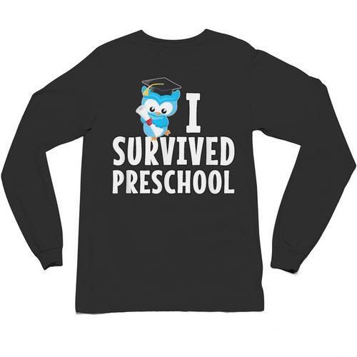 I Survived PreSchool Graduation Kids Owl Grad Shirt Unisex Long Sleeve T-Shirt - Best Gift Smart