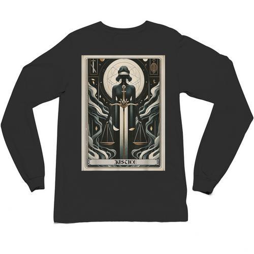 Tarot Cards Guide Book Esoteric Mysticism Clothing Tarot Card Justice Unisex Long Sleeve T-Shirt - Bookorys