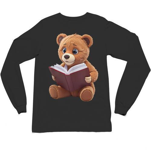Teddy Bear Reading a Book Unisex Long Sleeve T-Shirt - Bookorys