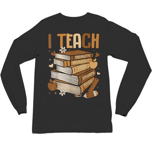 History Month I Teach Melanin Book Black Teacher Unisex Long Sleeve T-Shirt - Bookorys UK