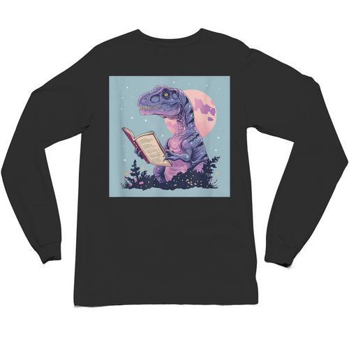 Trex Reading Book Dinosaur Unisex Long Sleeve T-Shirt - Bookorys
