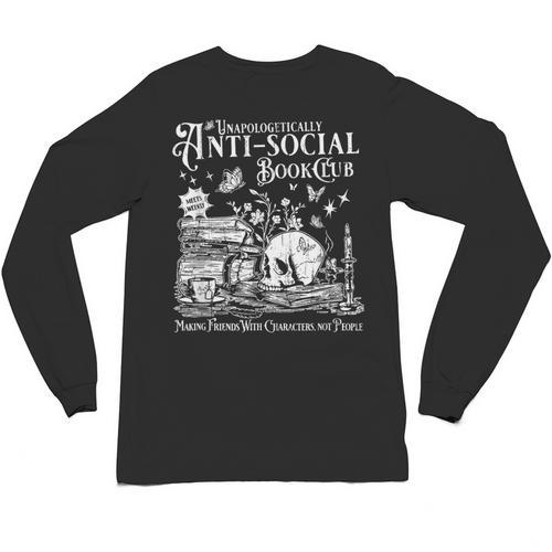 Unapologetically Anti Social Book Club Introvert Reader Unisex Long Sleeve T-Shirt - Bookorys DE