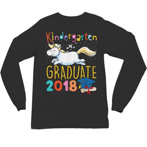 Unicorn Kindergarten Graduation Shirt Girls Unisex Long Sleeve T-Shirt - Best Gift Smart