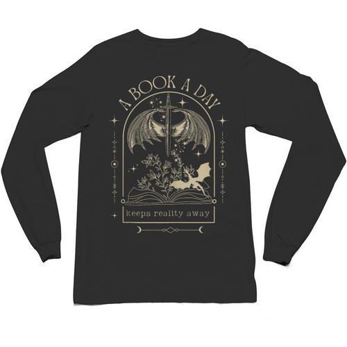 Vintage A Book a Day Keeps Reality Away Spicy Book Readers Unisex Long Sleeve T-Shirt - Bookorys CA