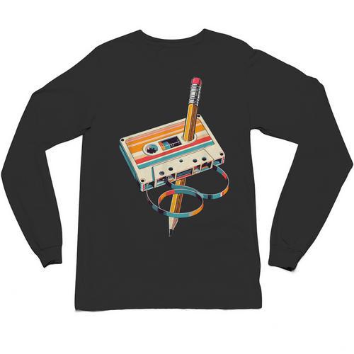 Vintage Cassette Tape And Pencil Nostalgia Party 70s 80s 90s Unisex Long Sleeve T-Shirt - Figerry